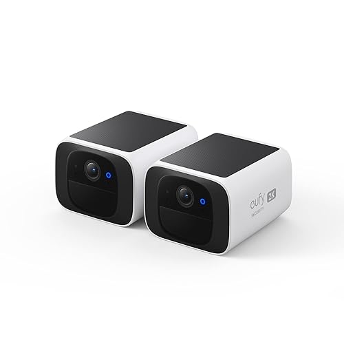eufy Security S220 SoloCam 2-Cam Pack, Solar Security Camera, Wireless Outdoor Camera, Continuous Power, 2K Resolution, Wireless, 2.4 GHz Wi-Fi, No