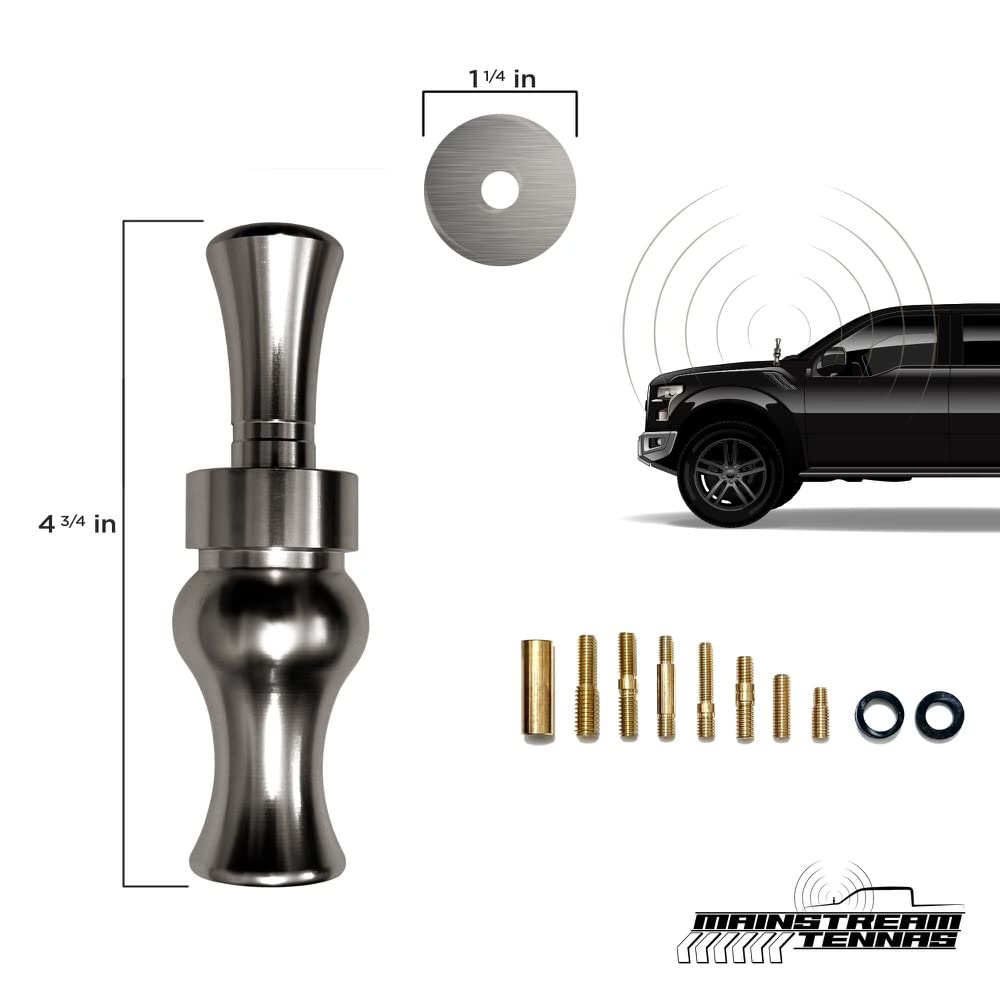 Duck Call Truck Antenna, Short 5.5 Inch Heavy Duty Anodized Aluminum Radio Antenna, Universal Kit Fits Most Trucks Including F150, F250, Clear Signal
