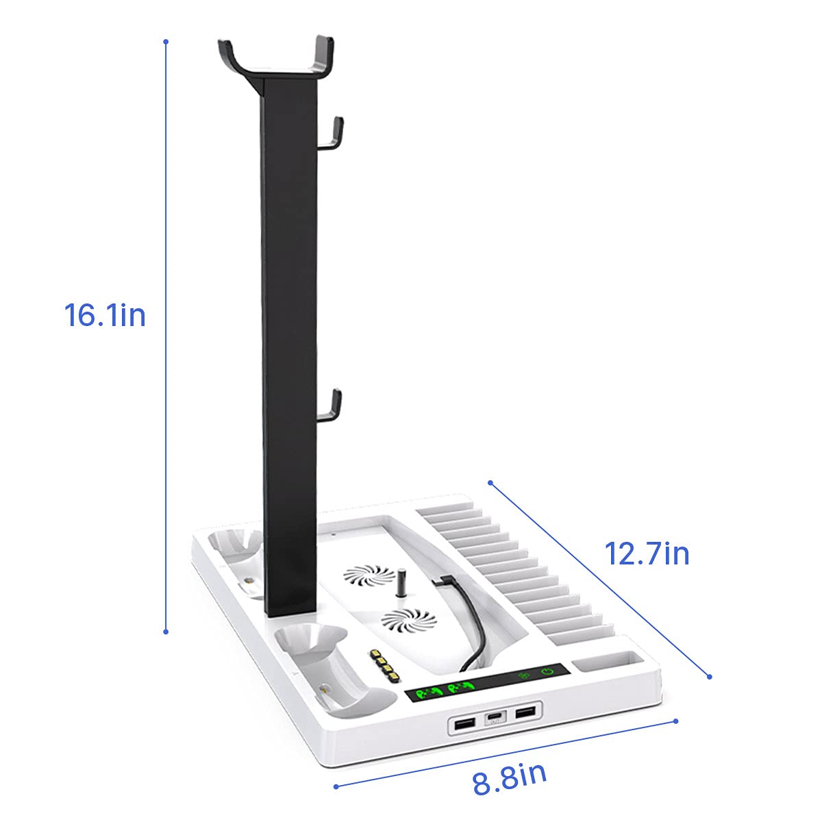 Geliebt Lynn PS5 Cooling Stand with Fast PS5 Controller Charger, White