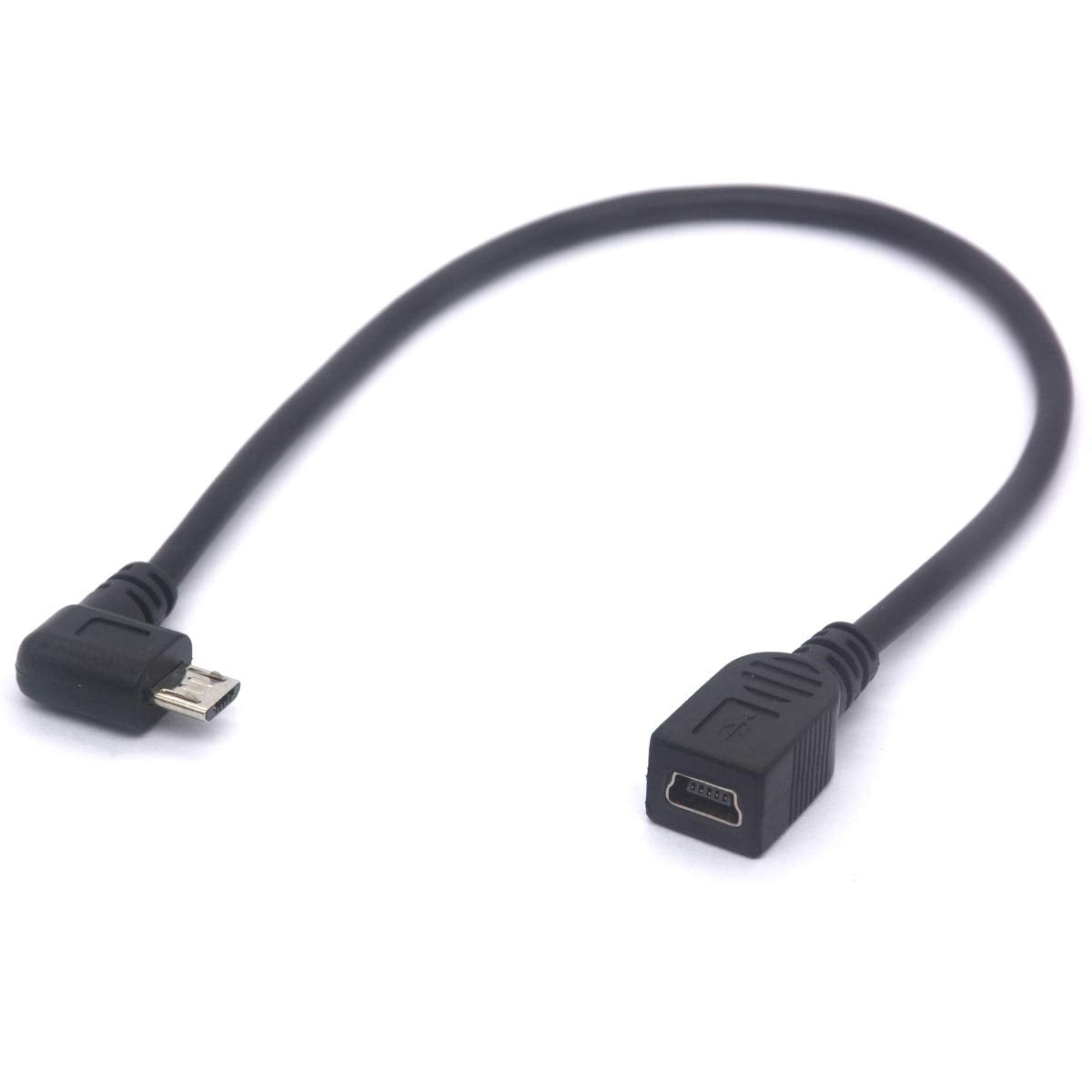 PIIHUSW Mini USB Female to Micro USB Left Cable Cord - 90 Degree B Micro USB Male to Mini Female Connector Adapter for MP3 Camera (Left)