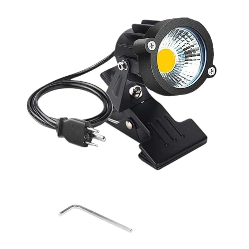 Onerbuy Youngine 1pcs 5W LED Clip on Light Outdoor Water Resistant Blackboard Signboard Lighting Adjustable Desk Stand Arm Lamp with Power Plug (Warm