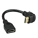 Bluwee HDMI Extension Cable High Speed 90-Degree Angle Male to Female Wire Cord Extender - Gold Plated Plugs, Black (0.5FT)
