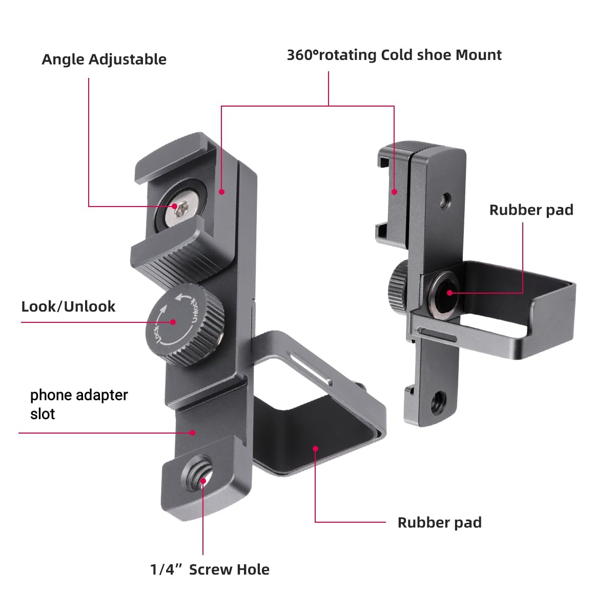 Arnarkok Expansion Rotate Cold Shoe Adapter for DJI Osmo Pocket 2 Handle Accessories Rotatable Cold Shoe,Extended Mount Bracket Strap Attached