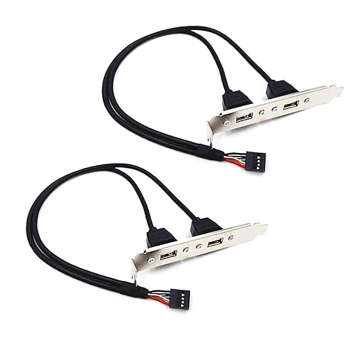 ThtRht 2 Pack Motherboard 9Pin USB to Dual USB2.0 Back Panel Rear Baffle Extension Cable Connector 9 Pin Header Adapter Mount Bracket 2-Port Bezel