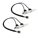 ThtRht 2 Pack Motherboard 9Pin USB to Dual USB2.0 Back Panel Rear Baffle Extension Cable Connector 9 Pin Header Adapter Mount Bracket 2-Port Bezel