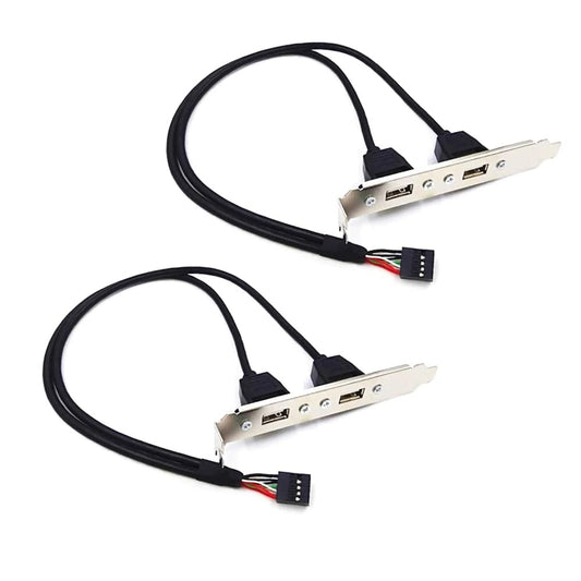 ThtRht 2 Pack Motherboard 9Pin USB to Dual USB2.0 Back Panel Rear Baffle Extension Cable Connector 9 Pin Header Adapter Mount Bracket 2-Port Bezel