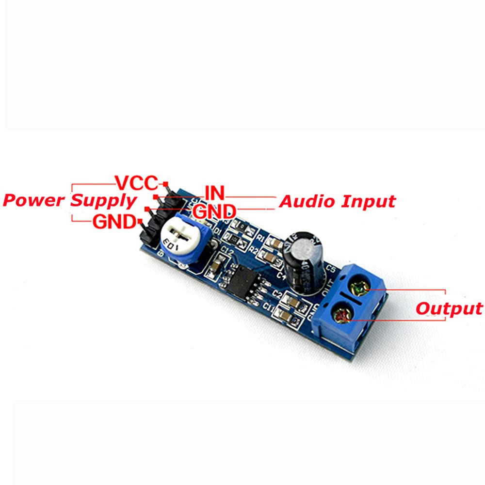 QEBIDUM 6pcs Audio Power Amplifier Module, Amplifier Board, Mini LM386 200 Times Gain 10K Solo Mono AMP Circuit Mini Guitar AMPS 200 Times 5V-12V