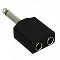 CESS 6.35mm 1/4 Inch Mono Male to 2 Female Splitter Adapter - 1/4 TS Male to Dual TS Female (2 Pack)