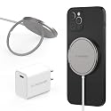 PureGear Kickstand 15W Qi-Certified Fast Magnetic Wireless Charging Pad for iPhone 15/15Pro/15ProMax/14/13/12 Series Work with MagSafe Case