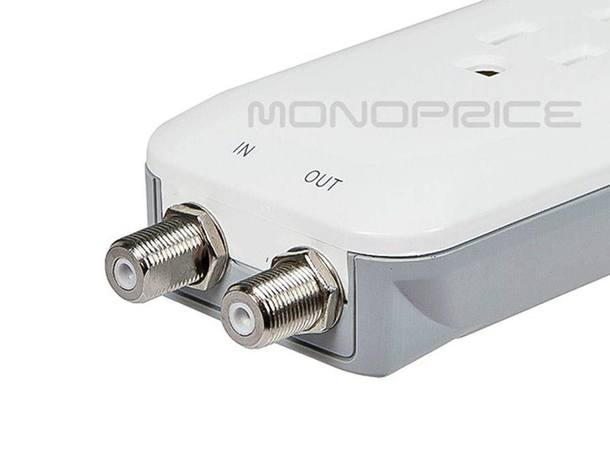 Monoprice Power & Surge - 6 Outlet Slim Surge Protector Power Strip With Coaxial Line Protection - 4 Feet - White | Cord UL Rated 1,080 Joules