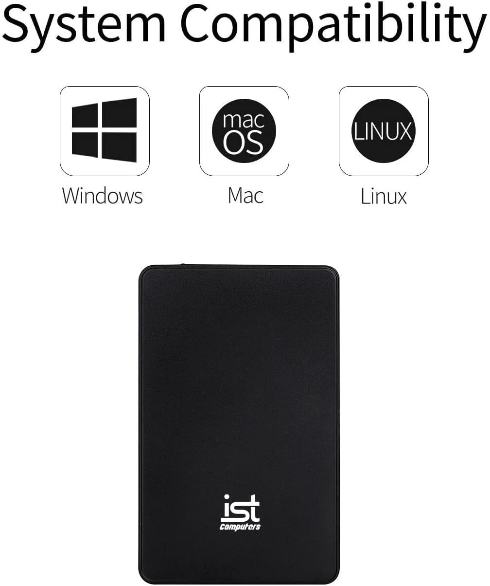 ist computers Ultra Slim 500GB Portable External Hard Drive, USB 3.0, Black, for Mac and PC Computer Desktop Workstation PC Laptop PlayStation, Xbox
