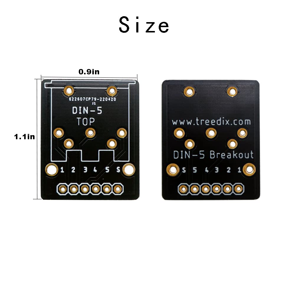 Treedix 4PCS Din 5 Female Connector Breakout Board PCB Mounted Type Audio Video Jack Connectors
