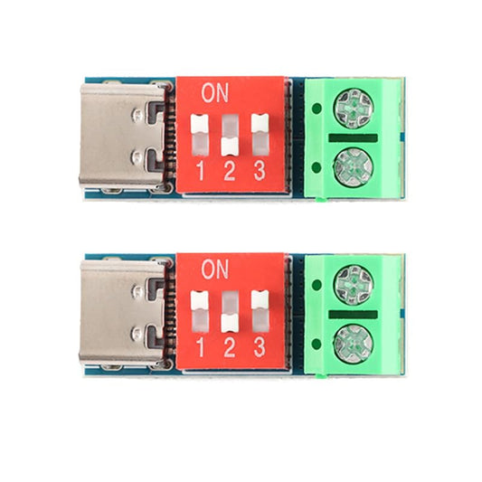 Mini PD Sink PD3.0/2.0, BC1.2 DC-DC Buck Converter Adjustable Power Supply Module 24V to 20V 15V 12V 9V 5V (2 Pack).