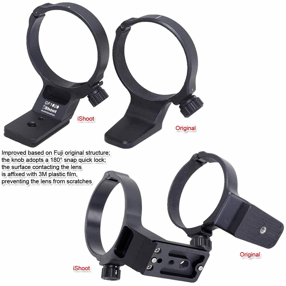 iShoot Tripod Mount Ring Lens Collar Compatible with Fujifilm GF 250mm f/4 R LM OIS WR & Fuji GF 100-200mm f/5.6 R LM OIS WR, Lens Support Bottom is