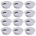 12 Pcs 1.38 Inch / 35mm Plastic Desk Cord Cable Hole Cover Grommet Computer Cable Hole Cover Plug Cap White