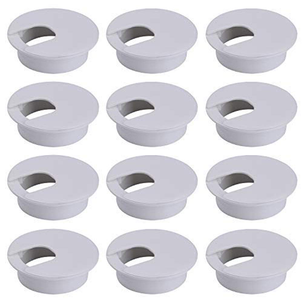 12 Pcs 1.38 Inch / 35mm Plastic Desk Cord Cable Hole Cover Grommet Computer Cable Hole Cover Plug Cap White