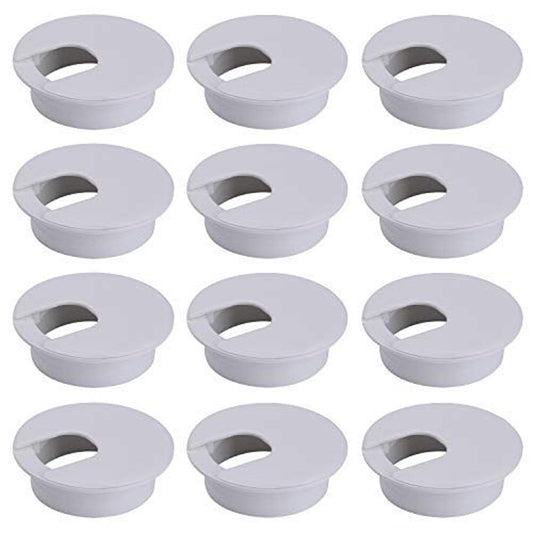 12 Pcs 1.38 Inch / 35mm Plastic Desk Cord Cable Hole Cover Grommet Computer Cable Hole Cover Plug Cap White