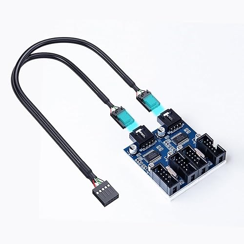 Nest Warehouse 9Pin USB Header Splitter - Male to 4 Female Extension, Motherboard USB 2.0 Adapter, Multiplier