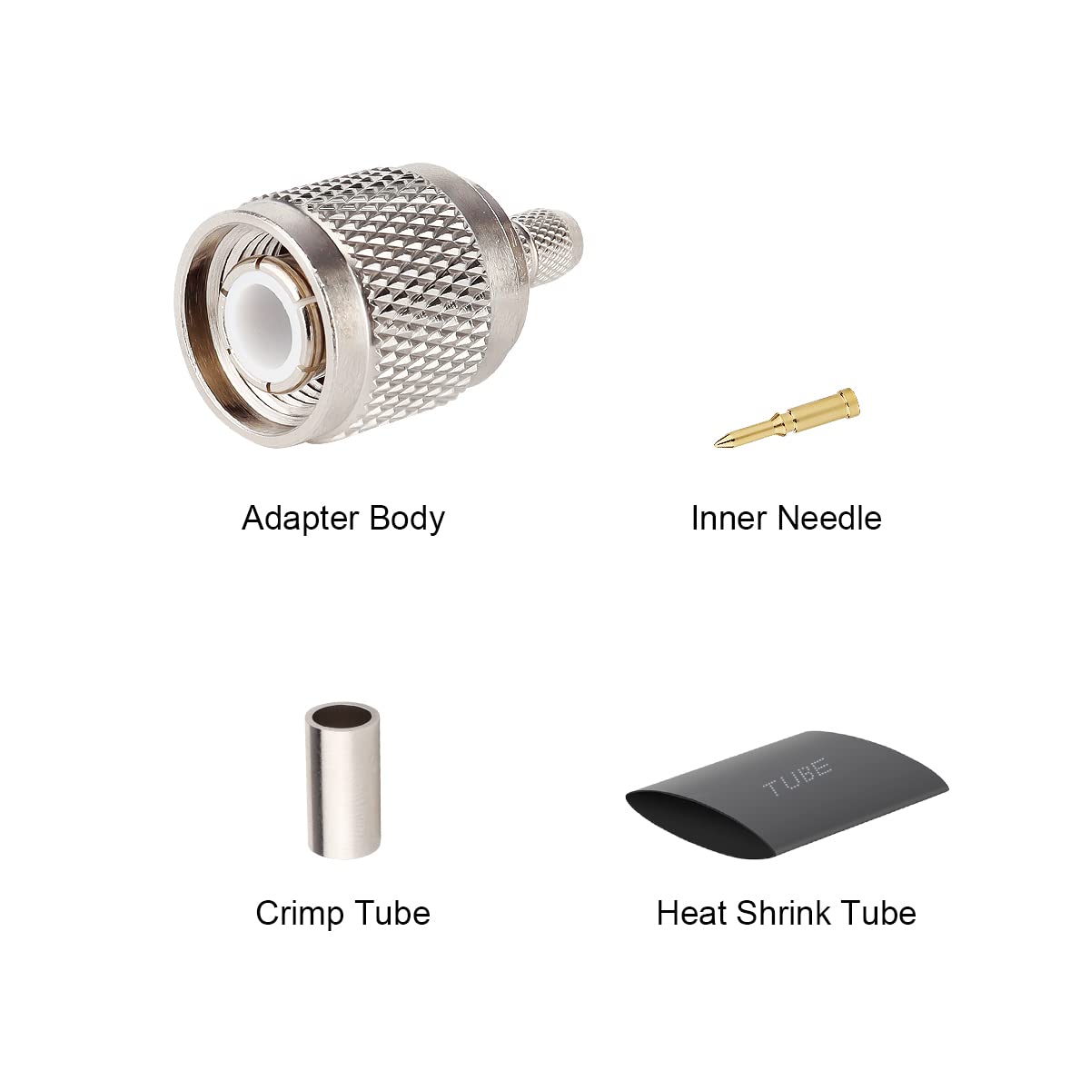 MOOKEERF 10 Pack TNC Male Connector 50 Ohm TNC Male Plug Crimp Connectors for RG58 RG142 RG400 LMR195 KSR195 3D-FB Coax Cable