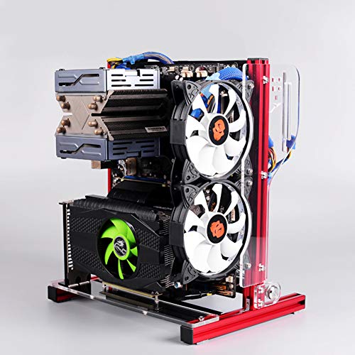 M-ATX ATX ITX Motherboard Chassis DIY Set, Bare Metal Frame Heat Dissipation Open Chassis Design, 7 Ports PCI 2.5inch/3.5inch Extended Hard Drive