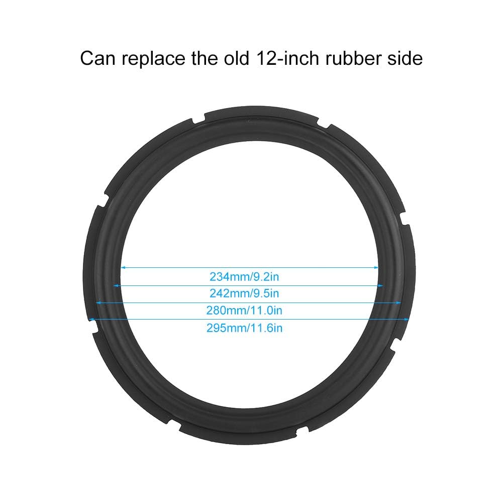 Zerone Speaker Rubber Surround, 12inch Perforated Rubber Rings Replacement Parts for Speaker Repair or DIY (Black)