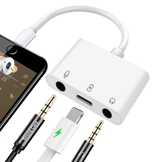 Ceotsak iPhone Microphone Adapter for Live-Streaming, Microphone & 3.5mm Headphone Adapter for iPhone/iPad, Audio & MIC Splitter with Charging Port