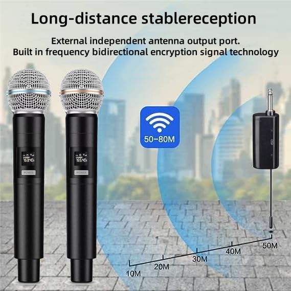 HUACAM Professional Karaoke Microphone Set, Dual Vocal Pickup, Easy Setup, USB Rechargeable, LED Display, Compatible with Karaoke Machines and More
