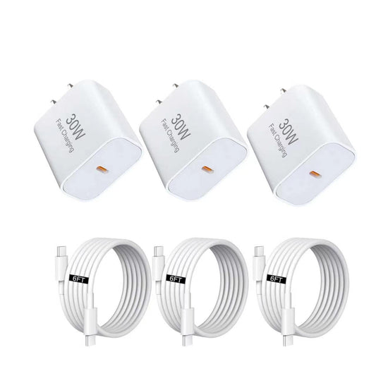USB C Charger,for iPhone Charger, 30W 3-Piece Set with 3 6-Foot USB c Cable, Compatible with iPhone 17/17 Plus/17 Pro/17 Pro Max/16/16 Plus/16 Pro