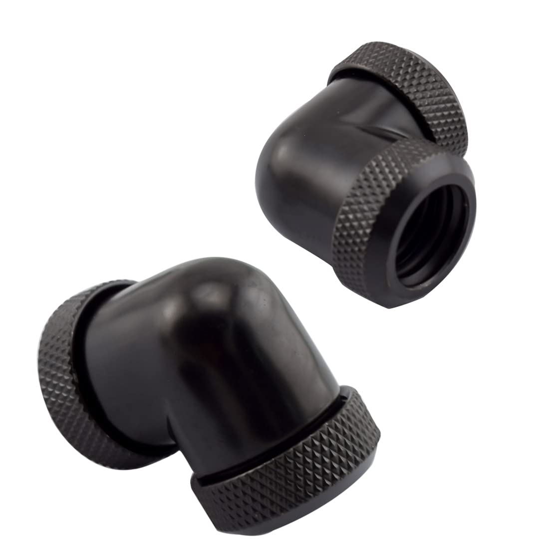 SDTC Tech 4-Pack 90 Degree Fitting Hand Twist Elbow for 10mm ID, 14mm OD Metal and PETG Rigid Tubing Computer Water Cooling System Connectors