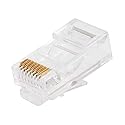 Monoprice Cat5e RJ45 Modular Plugs - Crimp Connectors, Gold Plated Contacts, UTP, For Solid Wire, 100-Pack