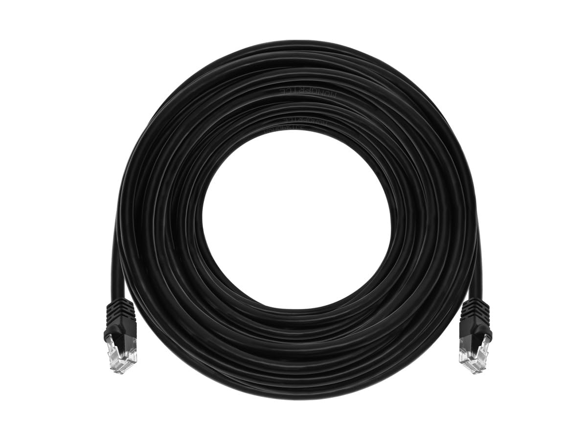 Monoprice Cat5e 75ft Black Patch Cable UTP 24AWG 350MHz Pure Bare Copper Snagless RJ45 Fullboot Series Ethernet Cable
