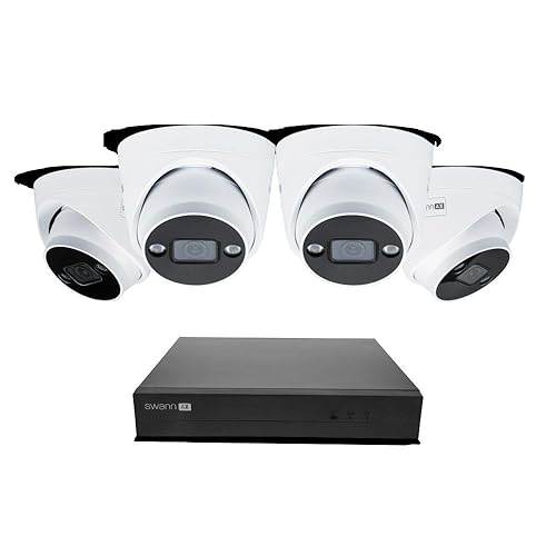 Swann AdvancedX™ Wired NVR 4K Security Camera System, 8 Channels, 4 PoE Dome Cameras Outdoor, 1TB HDD Storage, Color Night Vision, Smart AI Video