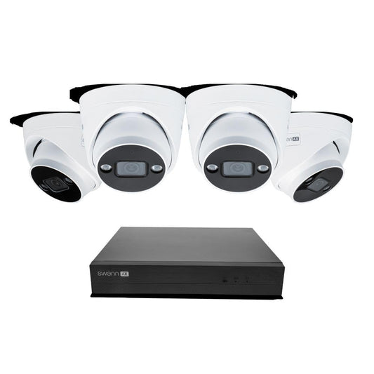 Swann AdvancedX™ Wired NVR 4K Security Camera System, 8 Channels, 4 PoE Dome Cameras Outdoor, 1TB HDD Storage, Color Night Vision, Smart AI Video