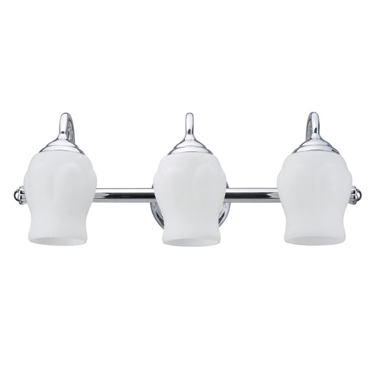 Aspen Creative 62065A, Three-Light Metal Bathroom Vanity Wall Light Fixture, 22 1/2" Wide, Transitional Design in Chrome with White Opal Glass Shade