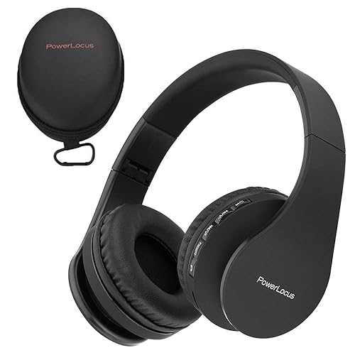 PowerLocus Wireless Bluetooth Over-Ear Stereo Foldable Headphones, Wired Headsets Rechargeable with Built-in Microphone for iPhone, Samsung, LG, iPad…