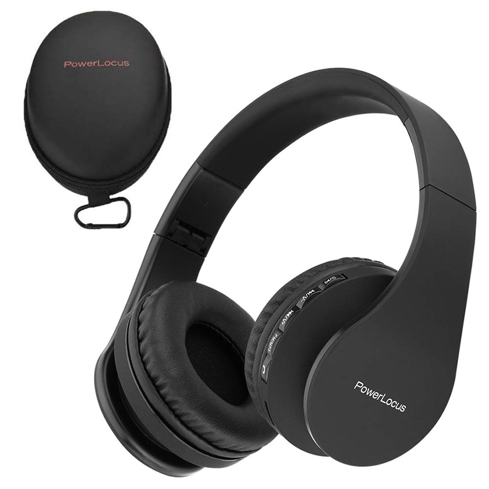PowerLocus Wireless Bluetooth Over-Ear Stereo Foldable Headphones, Wired Headsets Rechargeable with Built-in Microphone for iPhone, Samsung, LG, iPad…
