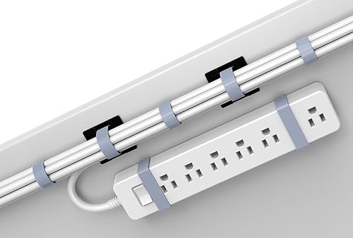 Under Desk Cord Management Straps, Adhesive-Backed Heavy-Duty Reusable Mounting Straps, Cable Management, Self Adhesive Hook and Loop Strap Set,