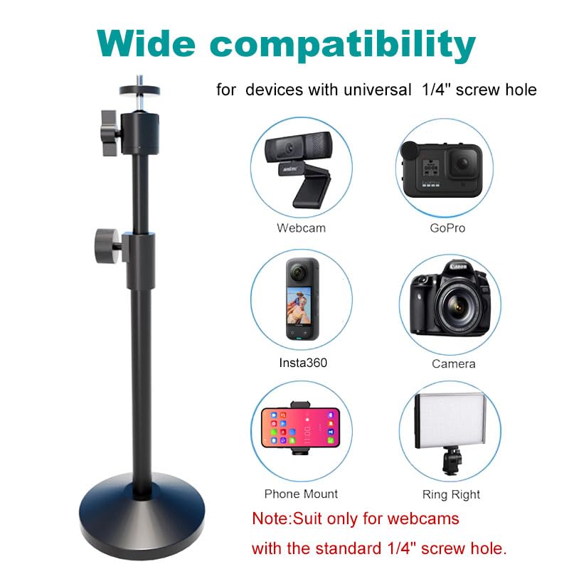Webcam Stand with Phone Holder, Extendable Desktops Tripod Camera Stand Mount for Logitech Webcam C922 C930e C920S C920 C615 C960 C920x BRIO 4K NexiGo