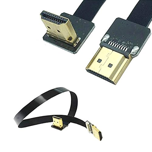 Kework 20cm FPV HDMI Slim Flat Cable, Downward Male to Straight Male 1080P HDMI Cord