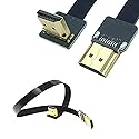 Kework 20cm FPV HDMI Slim Flat Cable, Downward Male to Straight Male 1080P HDMI Cord