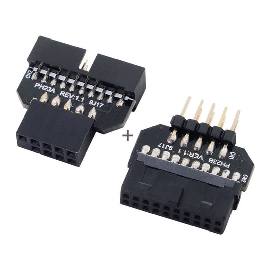 chenyang 2 Pack USB 2.0 Front Panel Header 9/10Pin Male/Female to 19/20Pin Male/Female Mainboard Header Gender Changer Connector Adapter
