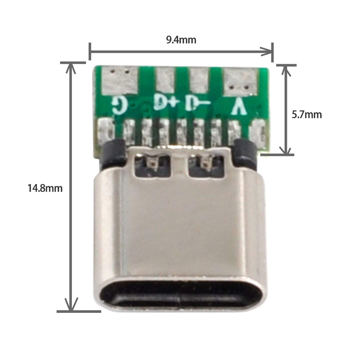 cablecc 10set DIY 4pin USB 2.0 Type C Female Socket Connector SMT Type with PC Board & Housing & 3.0mm SR