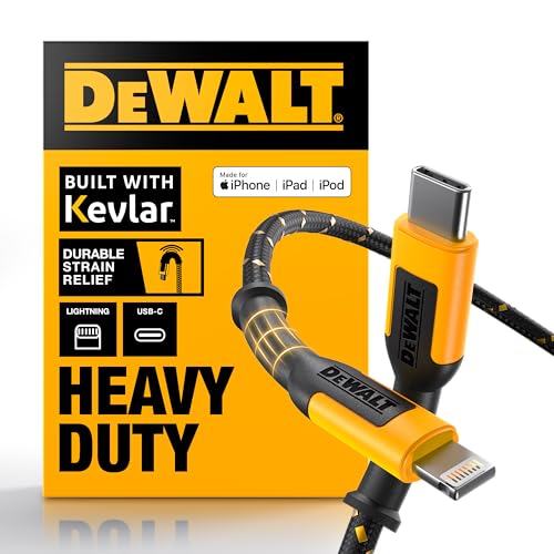 DEWALT Lightning to USB C Cable - Reinforced Braided Cable for Lightning - Charger Cord Compatible with iPhone - Apple Compatible Charging Cable……