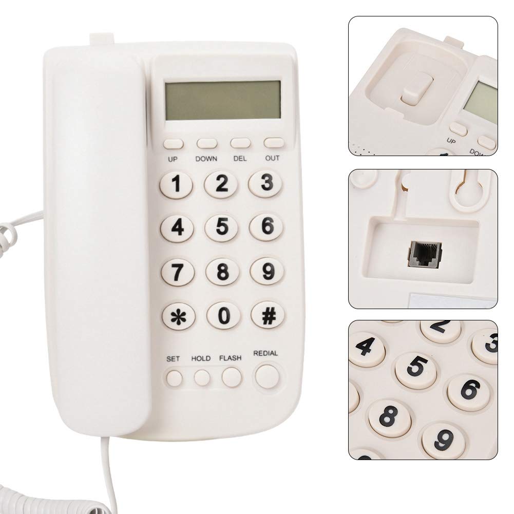 Telephone Extension,Landline Telephone,Corded Phone with LCD Display and Large Number Buttons for Hotel, Family,Business, The Phone can be puted