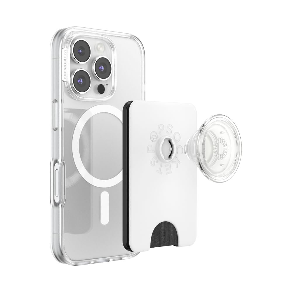 PopSockets Kick-Out Wallet for MagSafe, Adjustable Kickstand, Magnetic Stand - White