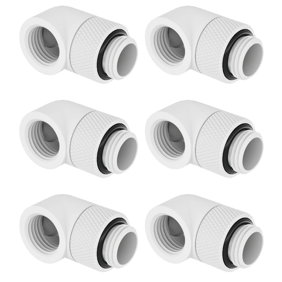 greenDracaena Dracaena.io 6 Pack G1/4" 90° Rotary 360° Swivel Fitting, Male to Female Extender Adapter for PC Water Cooling Loop, Computer Liquid
