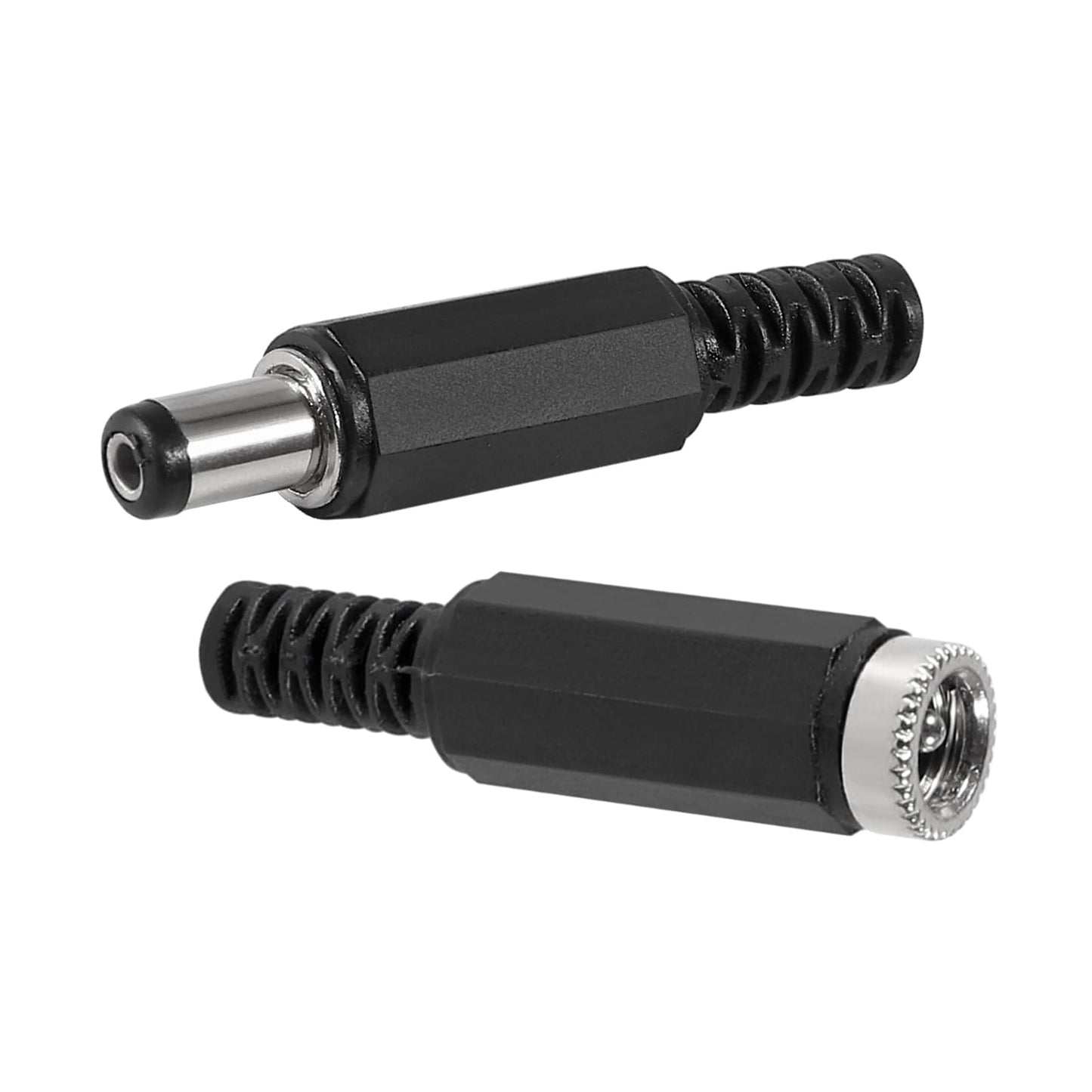 5Pcs Replacement Male Plug Power Supply Ends DC 5.5x2.1mm with 5Pcs 5.5x2.1mm DC Female Jack Solder Type DIY DC Barrel Connector Power Supply Socket