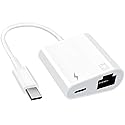DICKMITH USB C to Ethernet Adapter 2 in 1 USB C to RJ45 Adapter with Type C PD Charging Port Compatible with iPhone16/Android/MacBook Supports 100Mbps