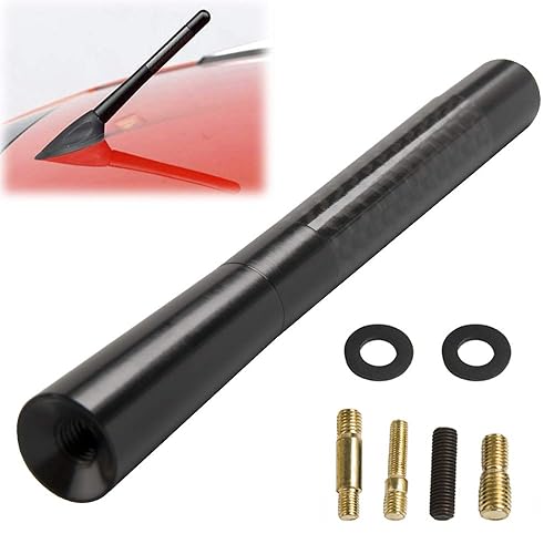 GTP Aluminum Black 4.7" Short Carbon Fiber Vehicle Car Antenna Universal Replacement