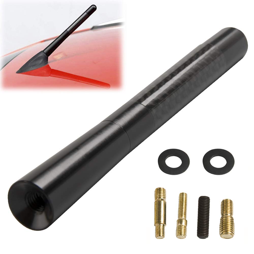 GTP Aluminum Black 4.7" Short Carbon Fiber Vehicle Car Antenna Universal Replacement